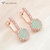 Fashion Rose Gold Color Round Crystal Drop Earrings Micro Inlay Cubic Zirconia Eardrop For Women Wedding Jewelry