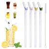 Butterfly Glass Straws Set Reusable Clear Straws For Smoothies Cocktails Drinking Eco Friendly Bar Tools Drinkware with Brush