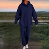 Women's Fashion Casual Solid Color Loose Hooded Sweatshirt Suit