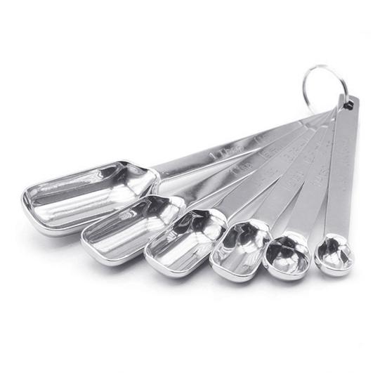 6Pcs Stainless Steel Scale Measuring Square Seasoning Spoon Scoop Baking Tools