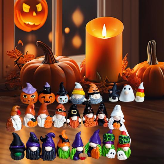 2025 Halloween Advent Calendar for Kids Adults 24 Days Countdown Calendar with Gnome Dolls Collectible Resin Miniature Figures for Holiday Gifts