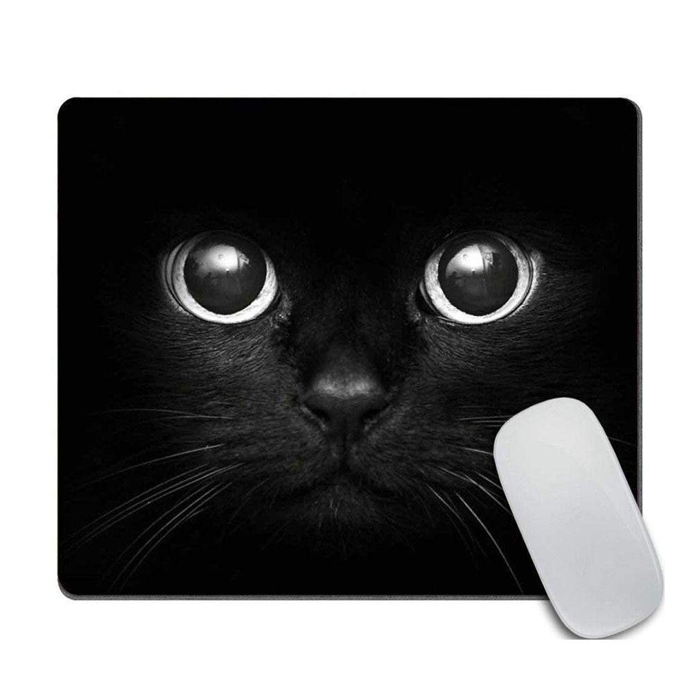 Rubber+cloth Black Cat Gaming Mouse Pad 9.45 X 7.87 X 0.12 Inches Rubber Base Mouse Pad  Office