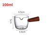 50/100ml Glass Measuring Cup Wooden Handle Espresso Cup Single Spout Milk Cup Coffee Supplies Transparent Kitchen Measuring