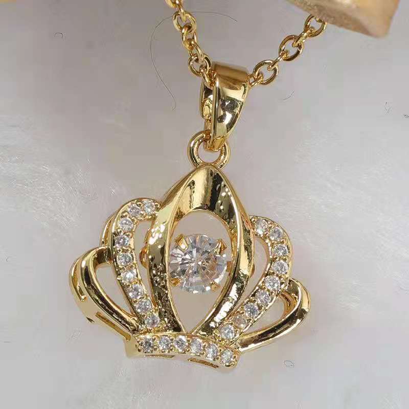 Ожерелье с короной, женское, легкое, роскошное, медное покрытие, слегка инкрустированное бриллиантами, ветер не выцветает, простая, темпераментная модель для друзей