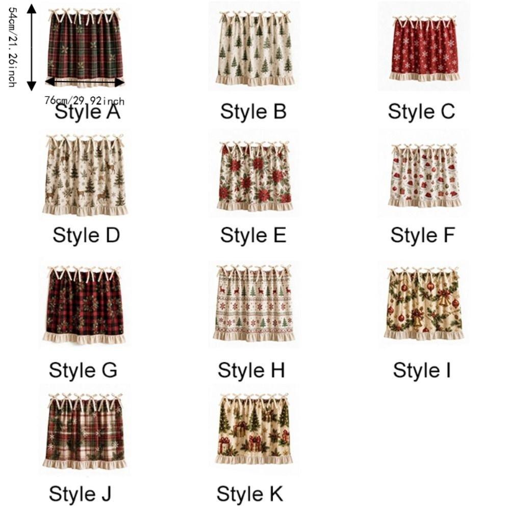 Xmas Tree Snowflake Printed Christmas Oven Short Curtain Decorative Cabinet Curtain Kitchen Window