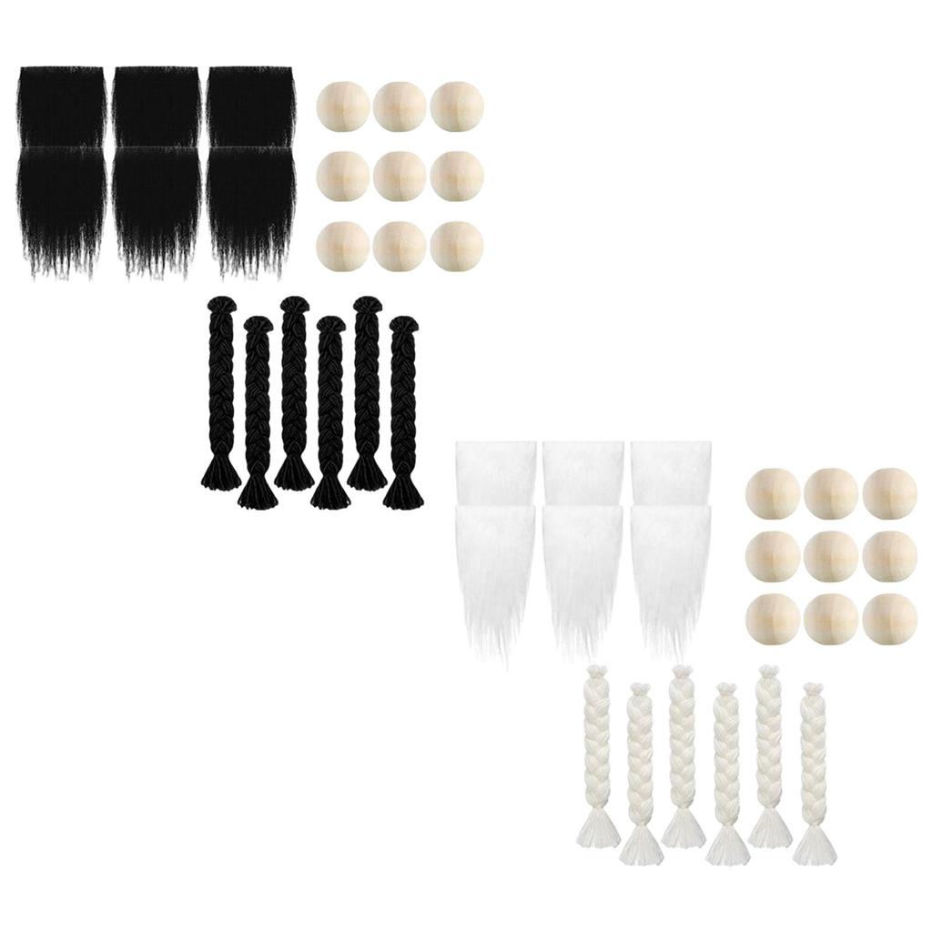 Ткань с искусственным мехом Борода гнома 3 пары Косички Костюм Материалы для поделок Куклы Нос гнома Игрушка Сделай сам Деревянные шарики для Рождественской вечеринки