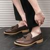 Fashion Men's Casual Business Leather Shoes Men Fashion Tassels Loafers Mens British Style Brogue Shoes Light Outdoor Driving Flats