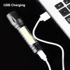Мини светодиодный фонарик COB+XPE Портативный фонарь USB-зарядка Кемпинговый фонарь Масштабируемый фокусирующий свет Тактический фонарик с зажимом для ручки