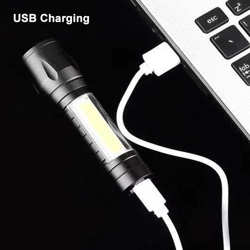 Мини светодиодный фонарик COB+XPE Портативный фонарь USB-зарядка Кемпинговый фонарь Масштабируемый фокусирующий свет Тактический фонарик с зажимом для ручки