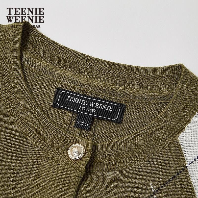 Женский кардиган Teenie Weenie с ромбовидным узором и круглым вырезом