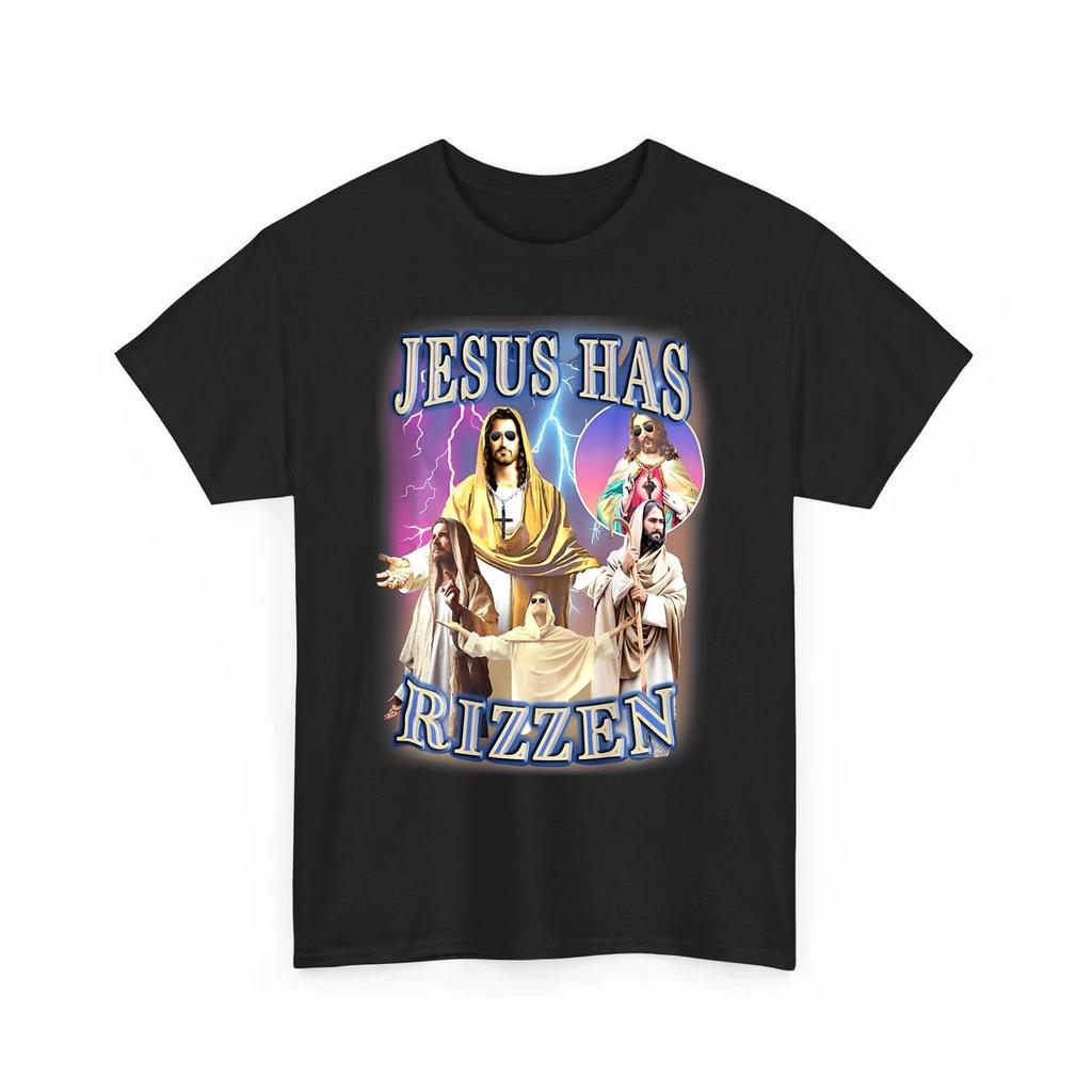 Jesus Has Rizzen Vintage Christian Design Jesus For Men Unisex 100% Cotton T-shirt Mens Tees Top
