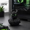 Durable Resin Sculpture Gothic Devil Skull Duck Ornament, Matte Black Figurine, Stylish Gifts for Goth Lovers Horror Green Eyes Decor Ornament