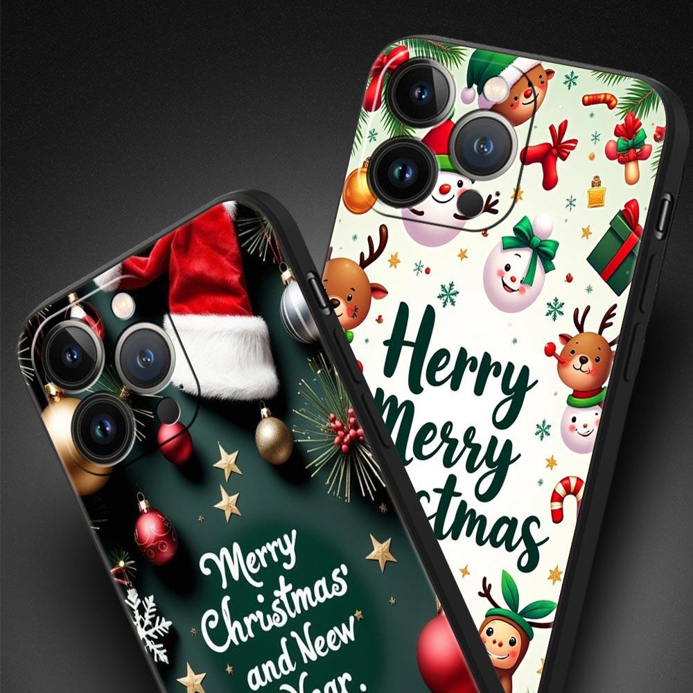 Чехол для телефона «С Рождеством» для iPhone 17 16 15 14 13 12 Pro Max 11 Pro Max 17 AIR Plus Ударопрочный Мягкий TPU Чехол Сумка Funda