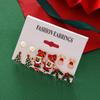 Christmas Pearl & Bow Earring Set: Santa, Tree, Elk Designs for Women