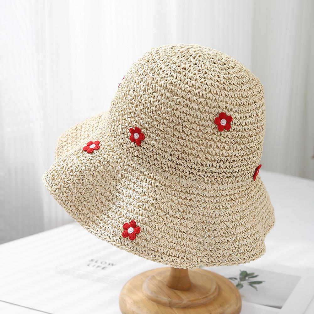Summer Hats For Women Sun Hat Flower Pattern Breathable Sunshade Fisherman Cap Beach Accessories Foldable Sunhat Sunscreen New