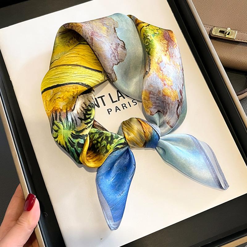 100% Натуральный Шарф из Шелка Женский Квадратный Галстук на Шею Шарфы Шали Накидки для Леди Фуляр Шарфы Пашмина Женский Хиджаб Бандана буфанда