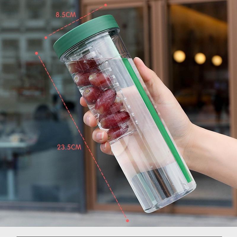 1pcs Folding Straw Cup Transparent Large Capacity Water Bottles Portable Juice Cups Lemon Filter Cute Drinking Bottle for Girl