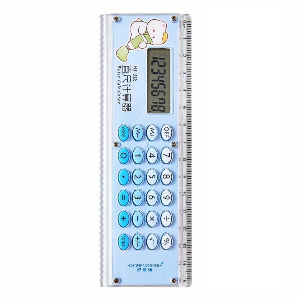 8-digit Ruler Calculator with Silicone Button Measuring Ruler New Straight Ruler Drawing Tool