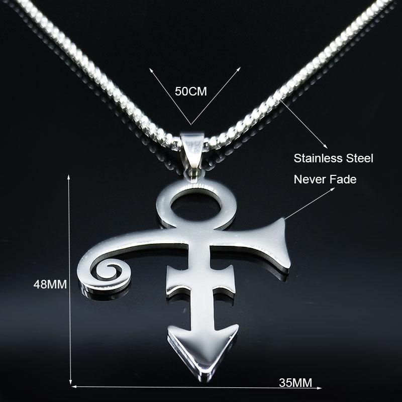 RIP Memorial Symbol Love Logo Steampunk Stainless Steel Necklace Women The Minimalism Artist Love Symbol Prince Necklace Jewelry