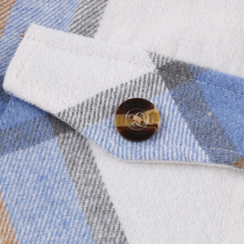 Fashion Women's Casual Loose Grinding Wool Plush Plaid Long-sleeved Jacket Overcoat