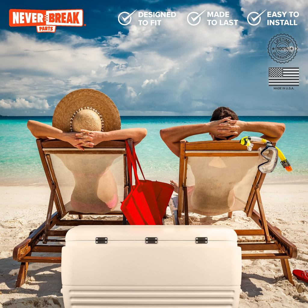 NeverBreak Parts 3 Pack Black Igloo Cooler Hinge Replacement with Screws High Strength Igloo Cooler Replacement Parts Kit for Ice Chest -