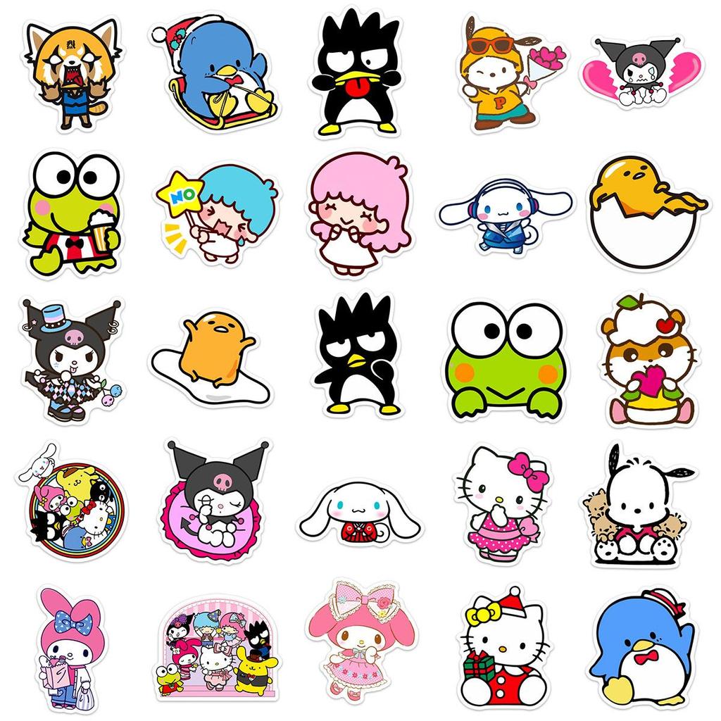 25/50 шт. Sanrio Hello Kitty My Melody Kuromi Cinnamoroll смешанные милые наклейки с героями мультфильмов для ноутбука, скейтборда, багажа, холодильника, ноутбука