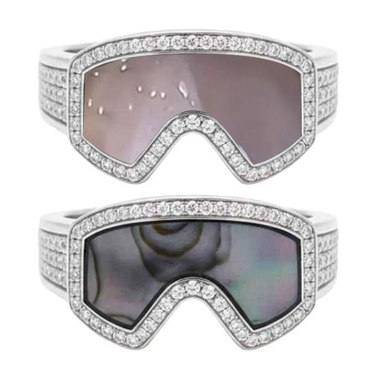 Кольцо регулируемого размера в форме горнолыжной маски, 3D, аксессуар для украшения зимней одежды, подарок для любителя лыжного спорта