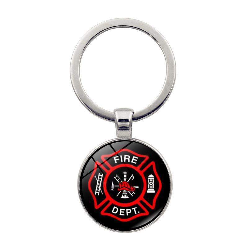 Modern Simple Style Zinc Alloy Firefighter Emblem Keychain Elegant Gift