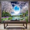 Настенная бумага Луна вишни в цвету дерева Природа Пейзаж Настенная живопись Гостиная Спальня Фото обои Домашний декор Фреска Плакат