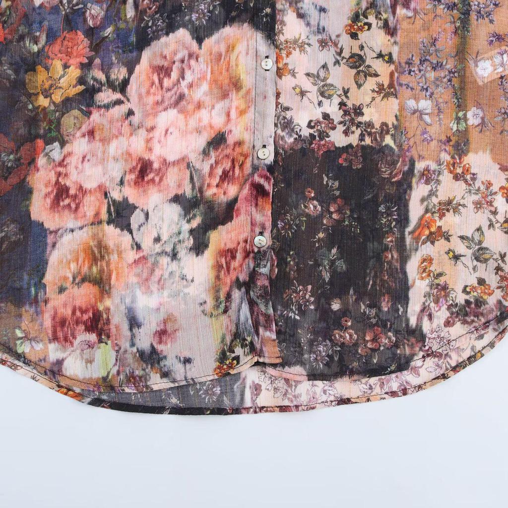 2025 Spring Women's V-Neck Printed Casual Shirt