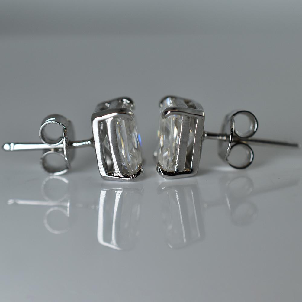 Synthetic Moissanite Earring 10.80 ct Emerald Cut Pair Gemstone Jewelry Gift