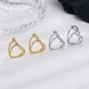 Sweet And Cool Girl Three-Dimensional Love Ear Buckle Female Fashionable Simple Student Gift Hollow Design Double-Layer Heart-Shaped Earrings