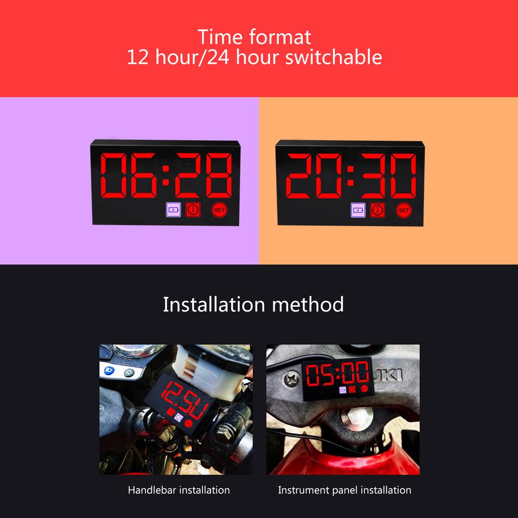 12 В Мотоциклы Цифровые Часы Вольтметр Термометр Мотоциклы Аксессуар Электронный Счетчик Водонепроницаемый