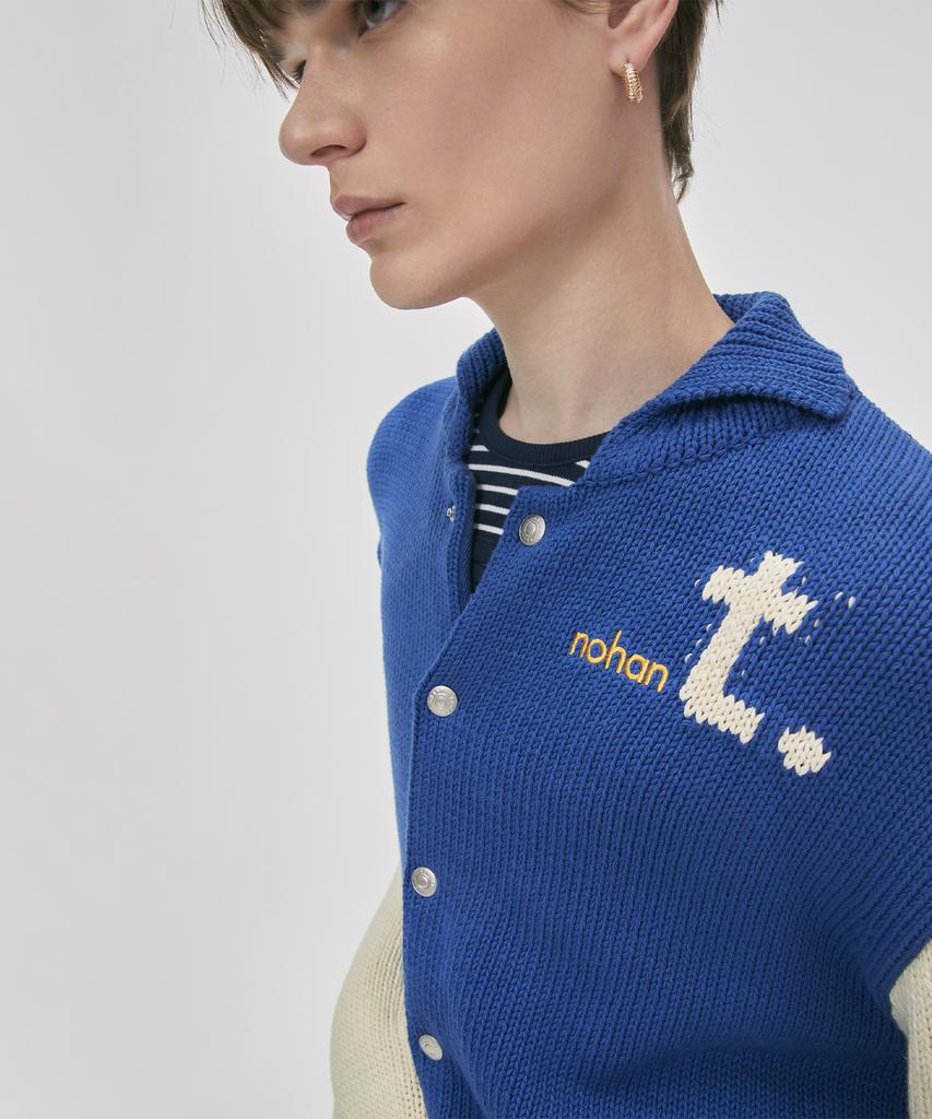 Nohant Varsity Knit Jacket Blue
