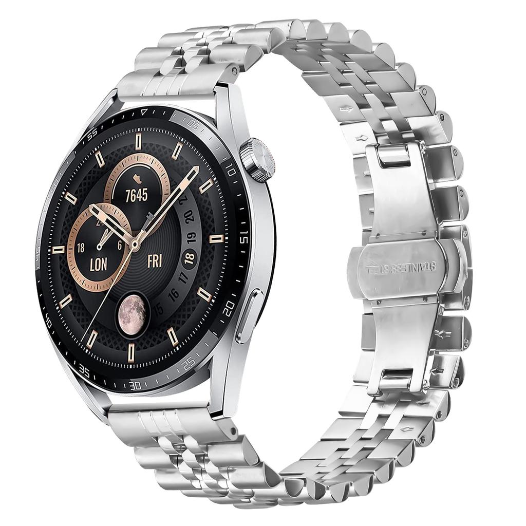 For Huawei Watch Buds Wrist Band 5-Bead Stainless Steel Butterfly Clasp Watch Strap