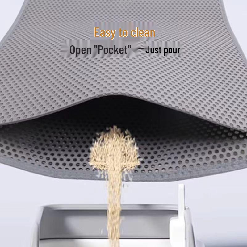 Двухслойный коврик для кошачьего туалета: Влагозащищенный, герметичный, с защитой от выливания и песка.