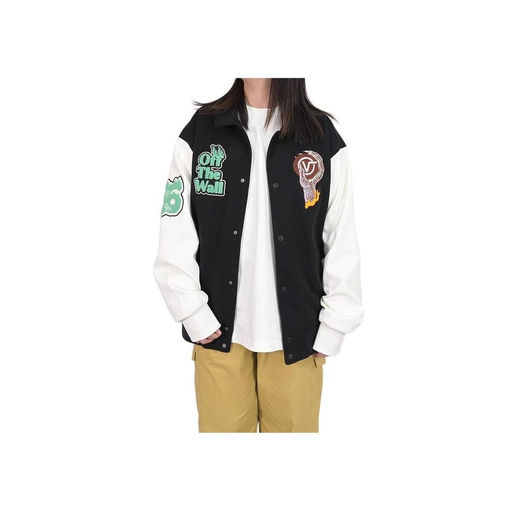 Vans SS24 Year Of The Dragon Series Patchwork Back Dragon Embroidery Baseball Jacket Unisex Jacket Black VN000GP5BLK