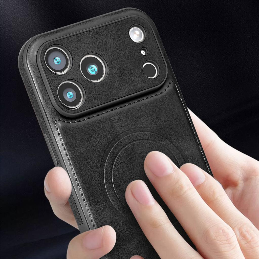 Luxury Cowhide Leather Lens Protection Case for iPhone 17 Pro Max Air 16 Pro 16e 15 Plus 14 13 12 Wireless Charging Phone Cover
