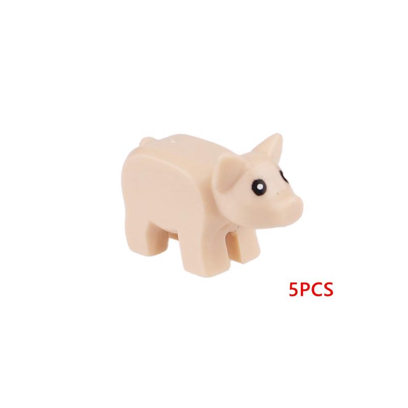 5PCS/Set Animals Cute Cat Pig Snake Figures DIY Building Blocks Toys for Children Gifts Toy Colorful Animal 38801 13786 1410pb01