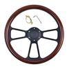 Universal 14 Inch 350mm Classic Retro Microfiber Leather Steering Wheel Black Chrome Plated Three Spoke Bracket 7mm Thick