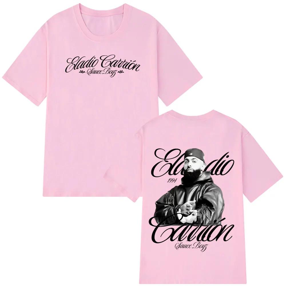 Rapper Eladio Carrión Sauce Boyz Tour 2026 Album Tshirt Men Women Vintage Tshirts Shortsleeved Hiphop Punk Streetwear