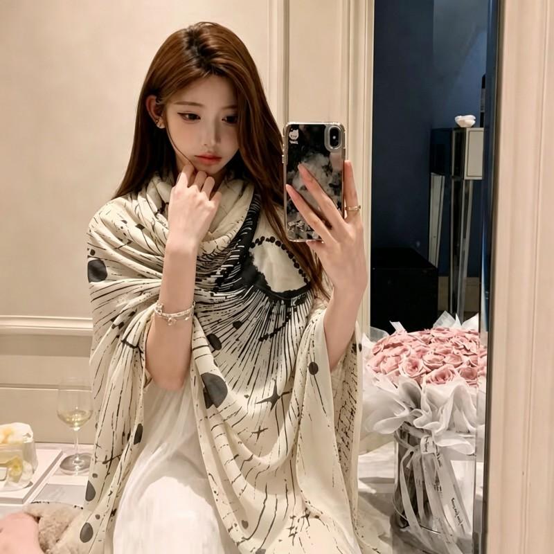 Lightweight Printed Shawl Women Beach Wrap Thin Chiffon Scarf Geometric Starry