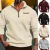 Sweat-proof Men Sweatshirt Men's Half Zipper Stand Collar Sweatshirt with Plush Lining Casual Winter Pullover for Holiday Sports