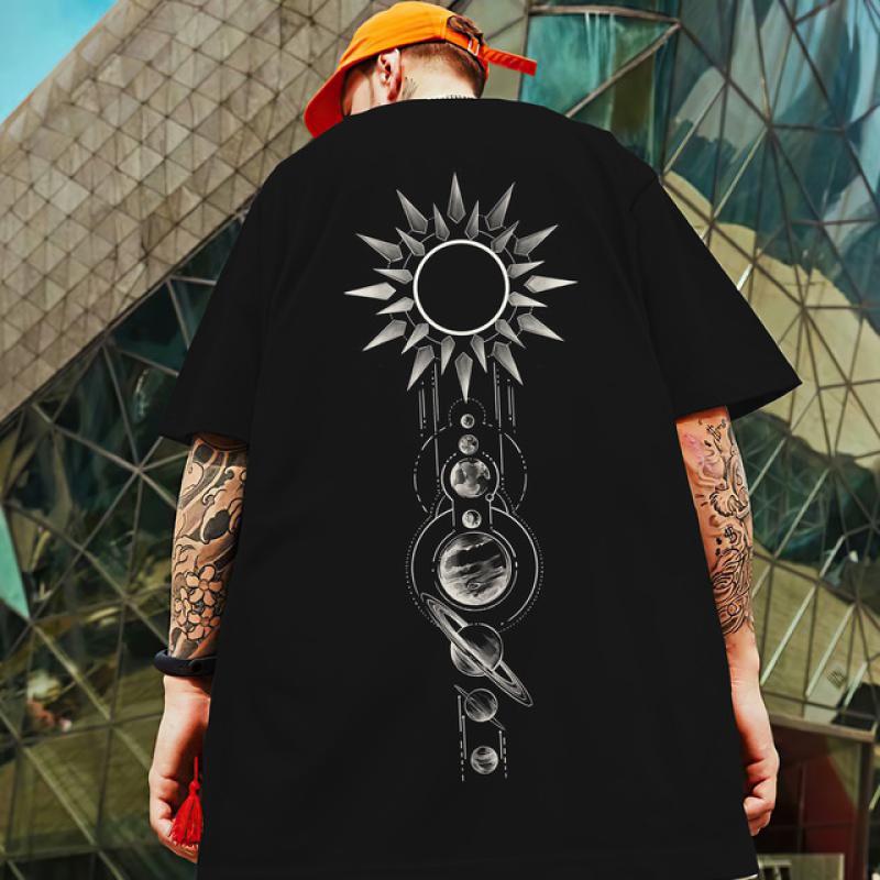 2024 New Summer Men's T-Shirt 3d Compass Printed Short Sleeve Tees Simple Fashion Male Clothing Loose Oversized T-Shirt For Men