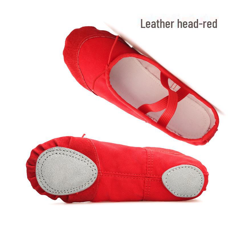 Girls' Soft Sole Ballet Shoes - Leather Dance Training Shoes for Kids & Adults