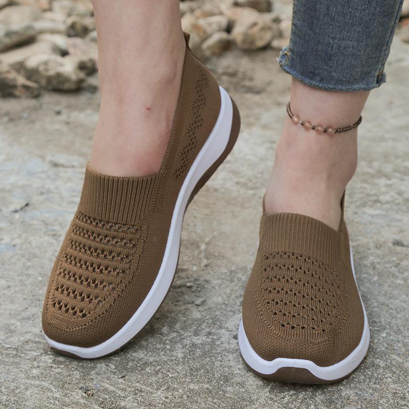 Женские дышащие слипоны Легкие повседневные кроссовки с круглым носком Удобные кроссовки
