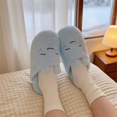 Женские Удобные Домашние Бесшумные Тапочки для Пола, Пушистые Туфли, Осенние Мультяшные Хлопковые Шлепанцы
