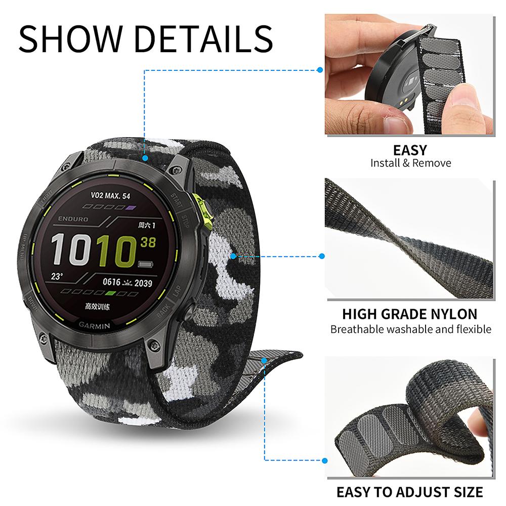 22 мм 26 мм Нейлоновый ремешок на липучке для Garmin Fenix 7 7X Pro/Epix Pro Gen2 47 мм 51 мм 5Plus 6XPro Enduro 2 forerunner 965 Ремешок для часов