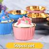 50pcs/set Thick Gold and Silver Coating Roll Cup Cake Cup High Temperature Baking Cup Baking Supplie