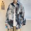 New National Fashion Retro Splash-Ink Tie-Dyed Pattern Long-Sleeved Shirt Men's and Women's Student Inner Shirt